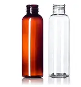 2 oz amber clear PET cosmo round bottle with 20-410 neck finish