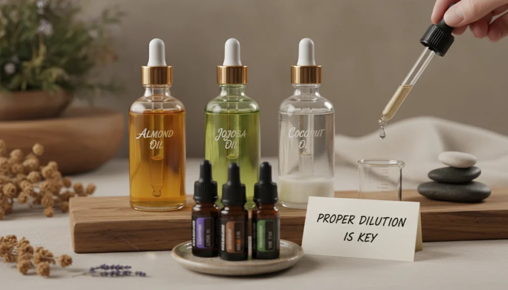 composition of different carrier oils almond, jojoba, coconut