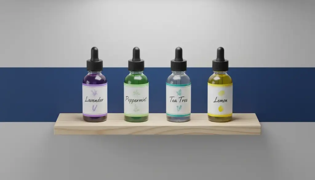 'Lavender', 'Peppermint', 'Tea Tree', and 'Lemon'