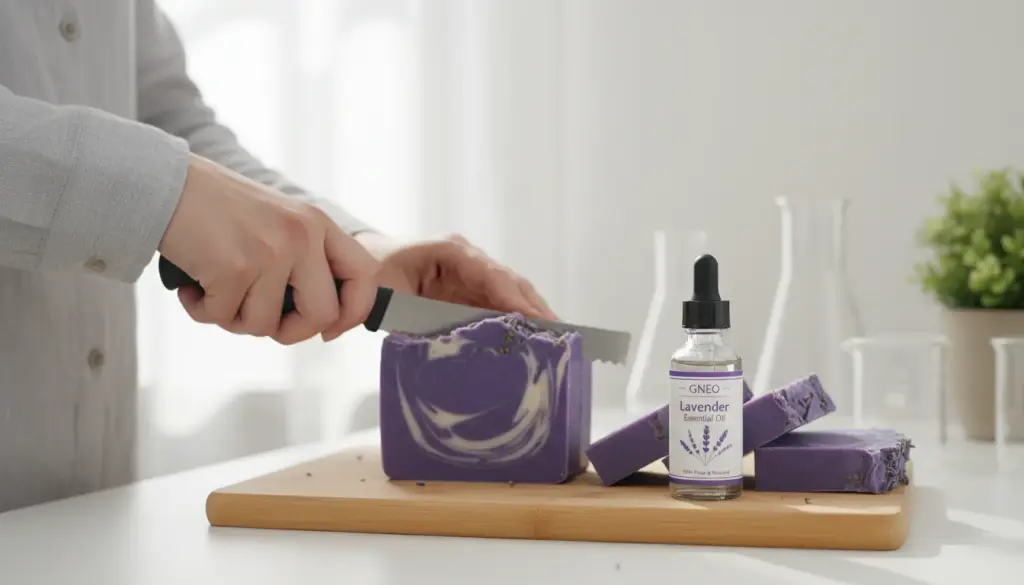 large loaf of purple lavender soap