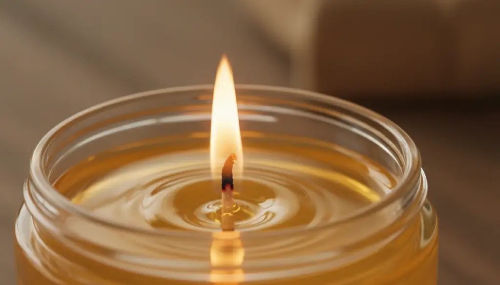 candle flame burning cleanly in a glass jar