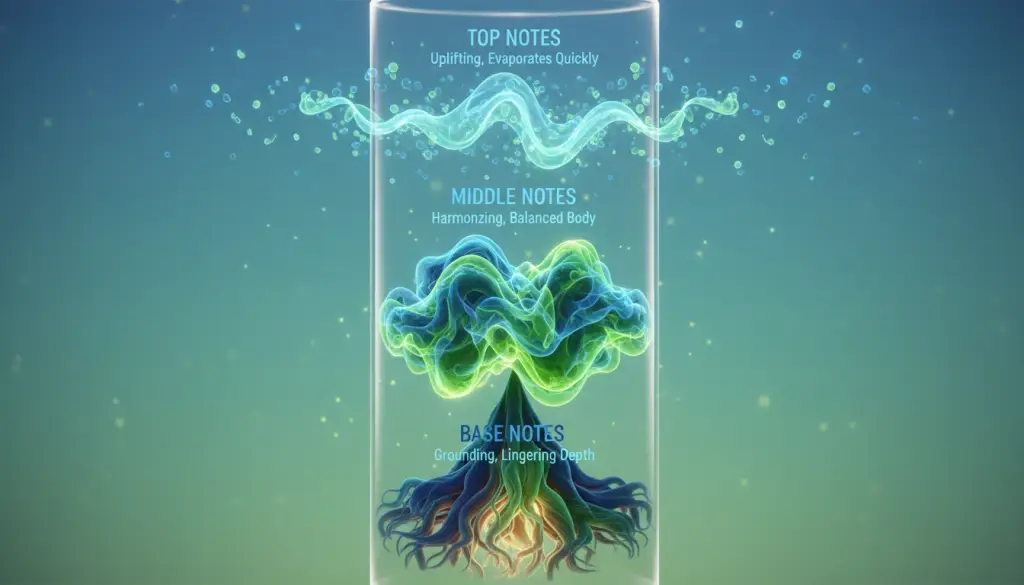top, middle, and base scent notes in essential oil blending