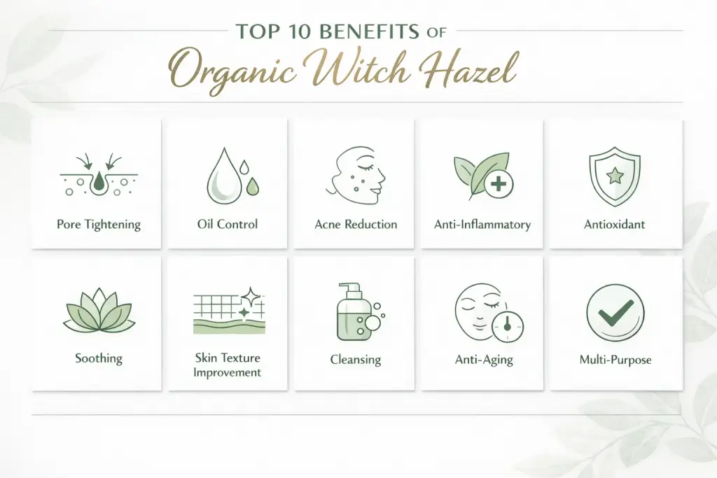 top 10 benefits of organic witch hazel